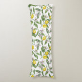 Coussins Longs Branches de citron avec fleurs et fruits sur blanc (Devant (Vertical))