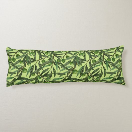 Coussins Longs Branches d'olive sur le vert miel (Dos)