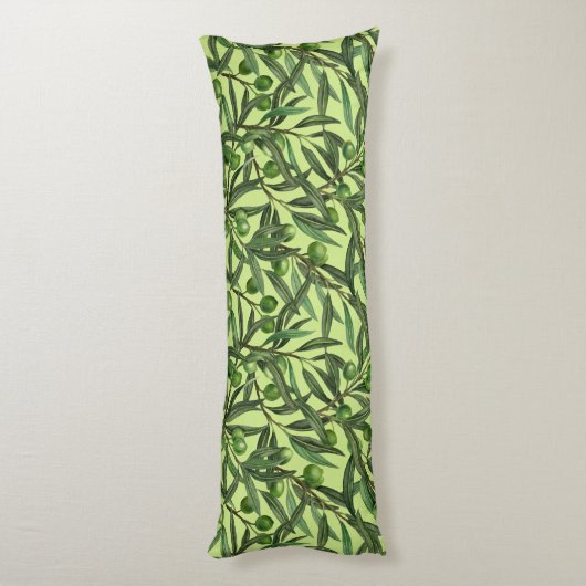 Coussins Longs Branches d'olive sur le vert miel (Dos (Vertical))