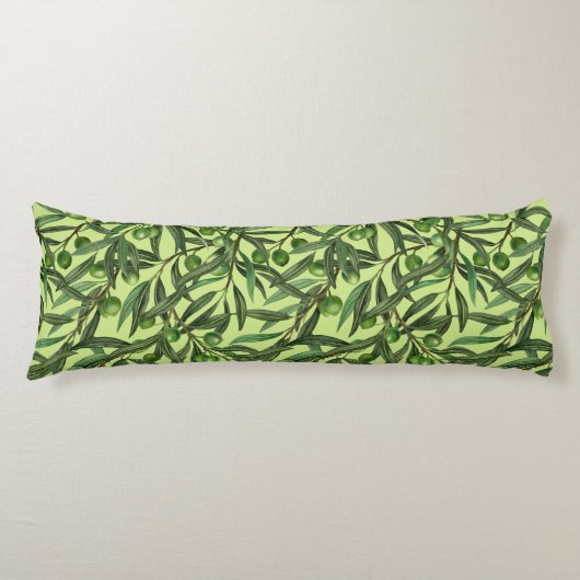 Coussins Longs Branches d'olive sur le vert miel (Devant)