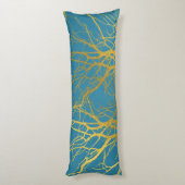Coussins Longs Branches Gold Tree Motif Arrière - plan bleu (Dos (Vertical))