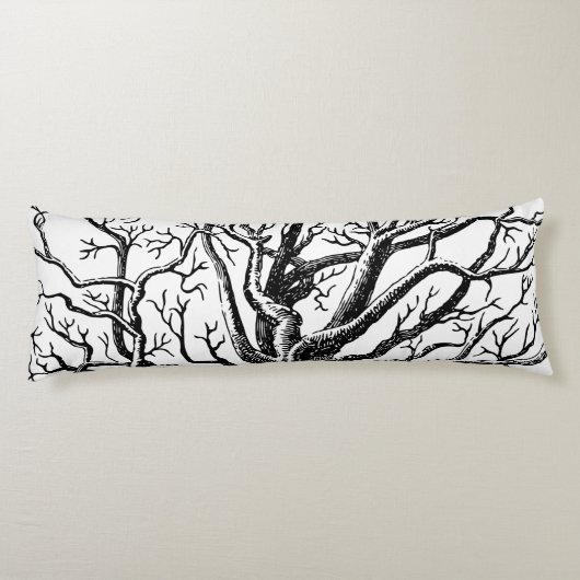 Coussins Longs Branches rustiques Abstraites en noir et blanc (Dos)