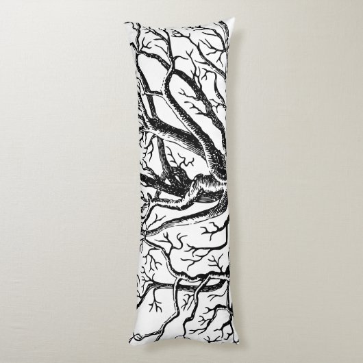 Coussins Longs Branches rustiques Abstraites en noir et blanc (Dos (Vertical))