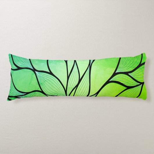 Coussins Longs Bright Green Hues Creative Leave Motif (Devant)