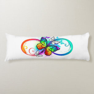 Coussins Longs Bright infinity with rainbow butterfly