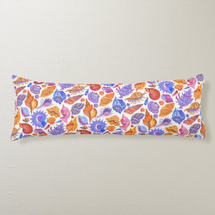 Coussins Longs Bright tropical seashell, main-drawn