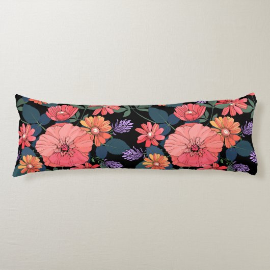 Coussins Longs Broche et fleurs violettes Impression corps Oreill (Devant)