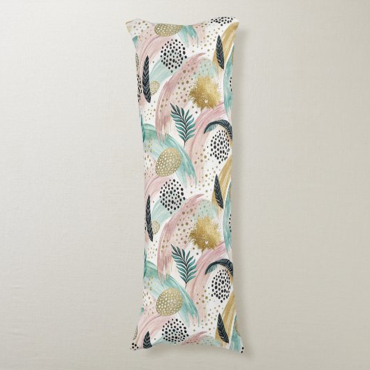 Coussins Longs Brosse botanique et Abstraite or (Devant (Vertical))