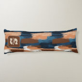 Coussins Longs Brosses Abstraites en bleu, blanc et Brown (Dos)
