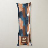Coussins Longs Brosses Abstraites en bleu, blanc et Brown (Dos (Vertical))