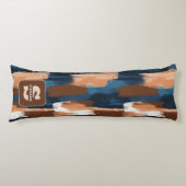 Coussins Longs Brosses Abstraites en bleu, blanc et Brown (Devant)