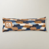 Coussins Longs Brosses Abstraites en bleu, blanc et Brown (2) (Dos)