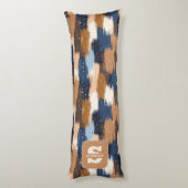 Coussins Longs Brosses Abstraites en bleu, blanc et Brown (2) (Dos (Vertical))