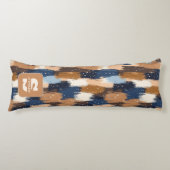 Coussins Longs Brosses Abstraites en bleu, blanc et Brown (2) (Devant)