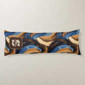 Coussins Longs Brosses Abstraites en bleu et Brown (Dos)