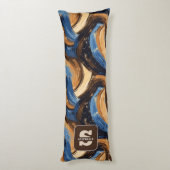 Coussins Longs Brosses Abstraites en bleu et Brown (Dos (Vertical))