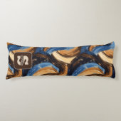 Coussins Longs Brosses Abstraites en bleu et Brown (Devant)
