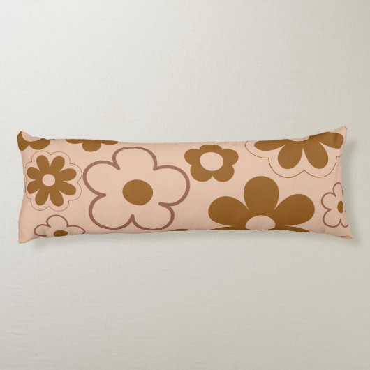 Coussins Longs Brown Automne Retro Y2K Hippie Flower Motif (Dos)