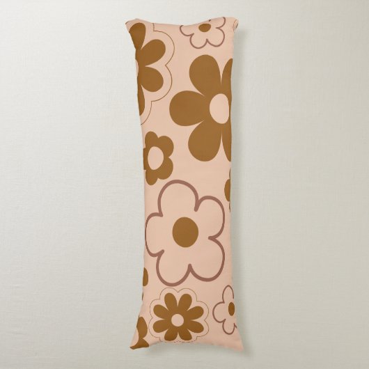 Coussins Longs Brown Automne Retro Y2K Hippie Flower Motif (Devant (Vertical))