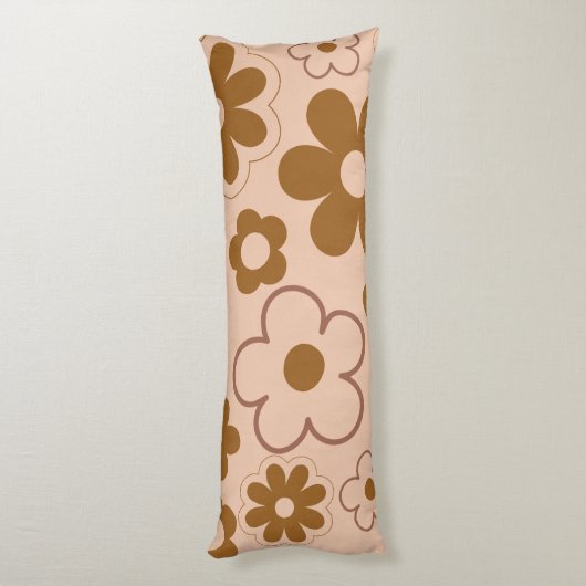 Coussins Longs Brown Automne Retro Y2K Hippie Flower Motif (Dos (Vertical))