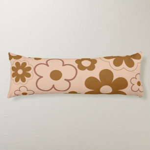 Coussins Longs Brown Automne Retro Y2K Hippie Flower Motif