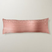 Coussins Longs Brushed metal rose Gold Pink Glitter Monogram (Dos)