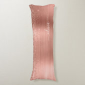 Coussins Longs Brushed metal rose Gold Pink Glitter Monogram (Devant (Vertical))
