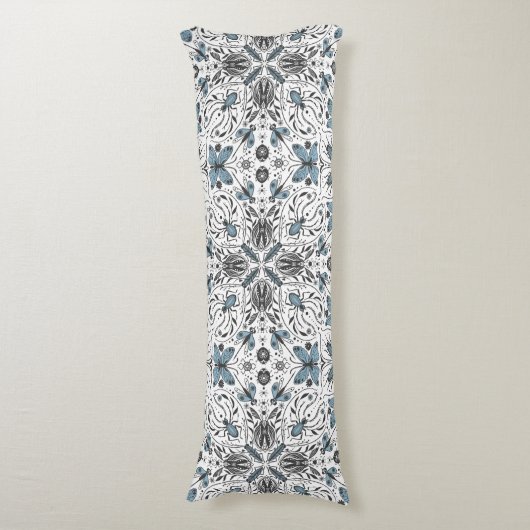 Coussins Longs Bugs, noir et bleu (Devant (Vertical))