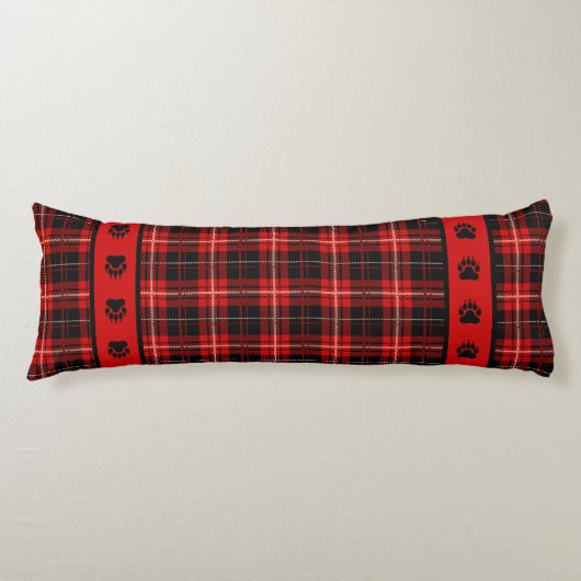 Coussins Longs Cabine Ours rouge et noir plaid (Devant)