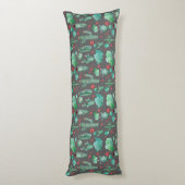 Coussins Longs cactus and ladybutern pattern - black background (Dos (Vertical))