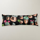 Coussins Longs Cactus et succulents dans des pots d'or Roses (Dos)