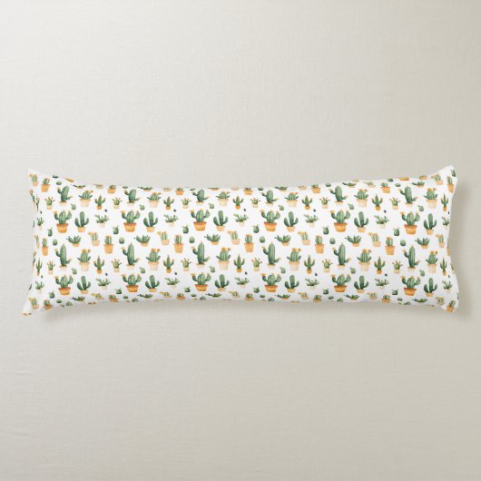 Coussins Longs Cactus pointillés sur blanc (Devant)