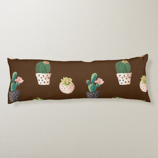 Coussins Longs Cactus Succulents à Dessrt Vert dans les pots (Dos)