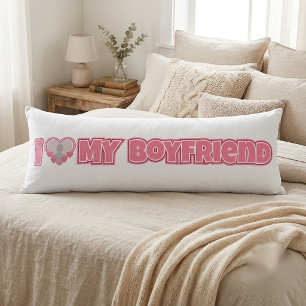 Coussins Longs Cadeau personnalisé J'aime mon petit ami – Ajouter