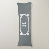 Coussins Longs Cadre Clé Grecque Blanc Charbon #2 Monogramme Init (Devant (Vertical))