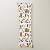 Coussins Longs Cafés, Fèves de café, Amateur de café, Coeurs (Devant (Vertical))