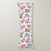 Coussins Longs Cafés, Haricots, Coeurs, Amateur De Café (Devant (Vertical))