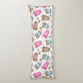 Coussins Longs Cafés, Haricots, Coeurs, Amateur De Café (Dos (Vertical))