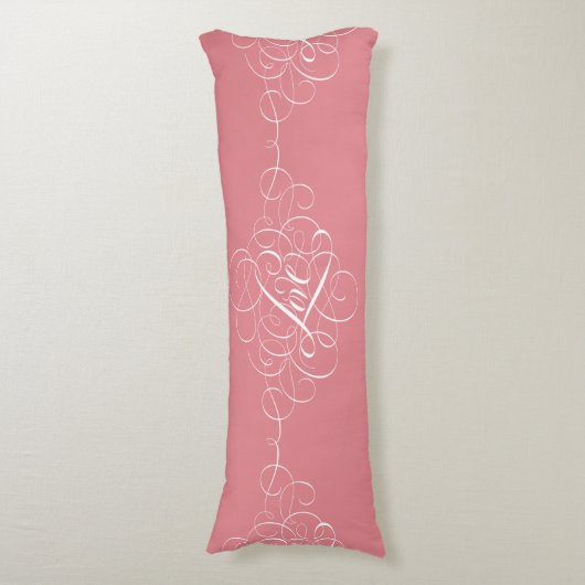 Coussins Longs Calligraphie d'amour fleurie Script rose (Devant (Vertical))