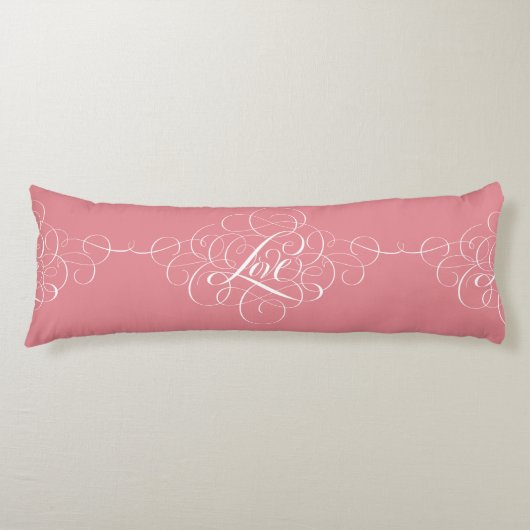 Coussins Longs Calligraphie d'amour fleurie Script rose (Devant)