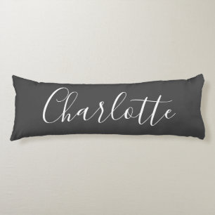 Coussins Longs Calligraphie minimaliste chic Nom noir blanc