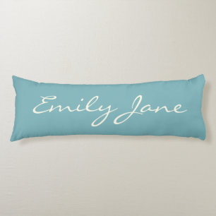 Coussins Longs Calligraphie moderne minimaliste Nom bleu sarcelle