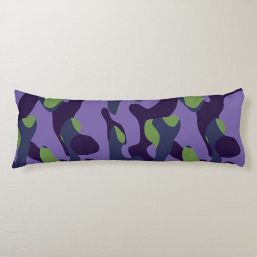 Coussins Longs Camouflage abstrait vert violet et bleu (Devant)