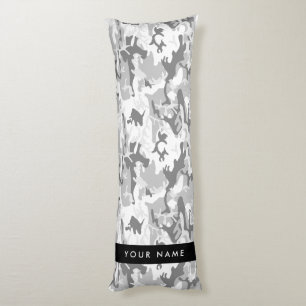 Coussins Longs Camouflage gris neige d'hiver Votre nom Personnali