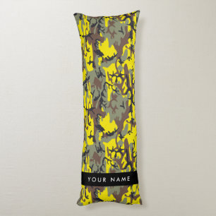 Coussins Longs Camouflage jaune et marron Personnalisez votre nom