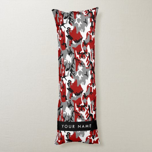 Coussins Longs Camouflage rouge et gris Votre nom Personnaliser (Dos (Vertical))