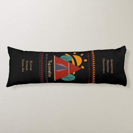 Coussins Longs Camping Aventure Tente Tribale Noir (Devant)