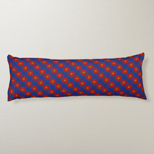 Coussins Longs Canard bleu avec kaléidoscope rouge (Dos)