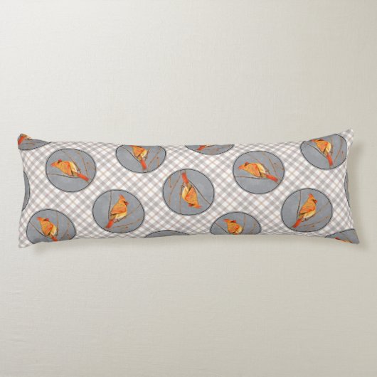 Coussins Longs Cardinal Winter Branche Peinture Oiseau original (Dos)