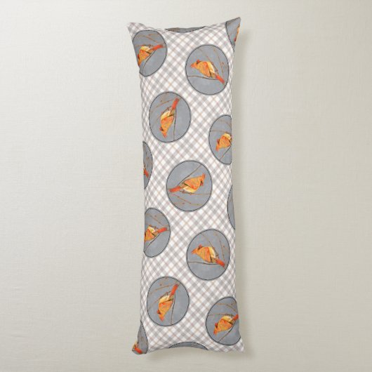 Coussins Longs Cardinal Winter Branche Peinture Oiseau original (Dos (Vertical))